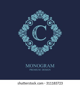 Monogram design elements, Calligraphic graceful template, Letter emblem C, Elegant line art logo, Business sign for Royalty, Boutique, Cafe, Hotel, Heraldic, Jewelry, Wine, Vector Eps 10