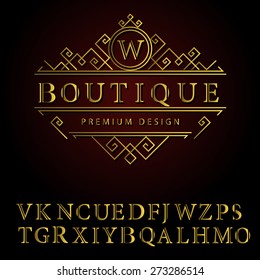 Monogram design elements, English letters. Elegant line art logo design. Business sign, identity for Restaurant, Royalty, Boutique, Cafe, Hotel, Heraldic, Jewelry, Fashion, Wine. Vector illustration