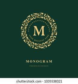 Monogram design elements, graceful template. Calligraphic elegant line art logo design. Capital Letter emblem sign M for Royalty, business card, Boutique, Hotel, Heraldic, Jewelry. Vector illustration