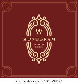 Monogram design elements, graceful template. Calligraphic elegant line art logo design. Capital Letter emblem sign W for Royalty, business card, Boutique, Hotel, Heraldic, Jewelry. Vector illustration