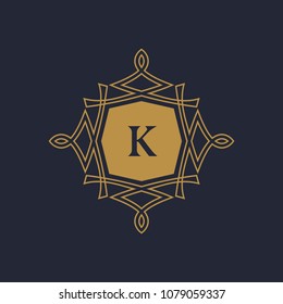 Monogram design elements, graceful template. Calligraphic elegant line art logo design. Capital Letter emblem sign K for Royalty, business card, Boutique, Hotel, Restaurant. Vector illustration