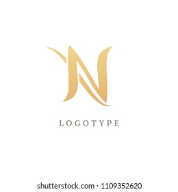 Monogram design elements, graceful template. Calligraphic elegant logo design. N logo line art monogram. Letter N on a dark background. Business sign, identity, label, badge initials