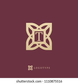 Monogram design elements, graceful template. Calligraphic elegant frame for initials wedding illustration. Letter T vector logo. Vintage Insignia and Logotype. Business sign, identity, label.