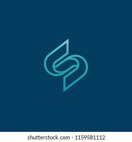 Monogram design elements, graceful template. Calligraphic elegant logo design. S logo line art monogram. Letter S on a dark background. Letter S vector logo. Business sign, identity, label, badge.