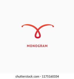 Monogram design elements, graceful template. Calligraphic elegant logo design. V logo line art monogram. Letter V on a white background. Letter V vector logo. Business sign, identity, label, badge.