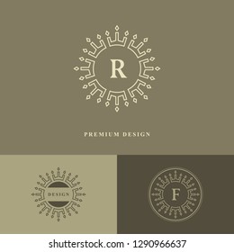 Monogram design elements, graceful template. Calligraphic elegant line art logo design. Letter emblem R, F sign for Royalty, business card, Boutique, Hotel, Restaurant, wine. Frame Vector illustration