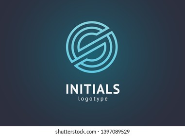 Monogram design elements, graceful template. Calligraphic elegant logo design. S logo line art monogram. Letter S on a dark background. Letter S vector logo. Business sign, identity, label, badge.