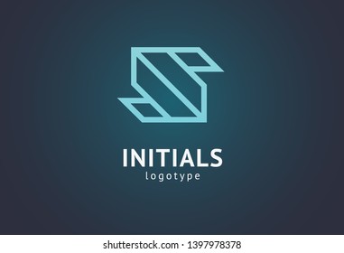 Monogram design elements, graceful template. Calligraphic elegant logo design. S logo line art monogram. Letter S on a dark background. Letter S vector logo. Business sign, identity, label, badge.