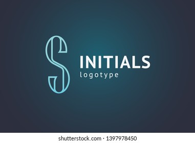 Monogram design elements, graceful template. Calligraphic elegant logo design. S logo line art monogram. Letter S on a dark background. Letter S vector logo. Business sign, identity, label, badge.