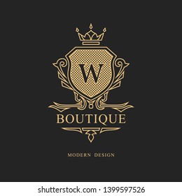 Monogram design elements, graceful template. Calligraphic elegant line art logo design. Letter emblem W sign for Royalty, business card, Boutique, Hotel, Restaurant, wine. Frame. Vector illustration