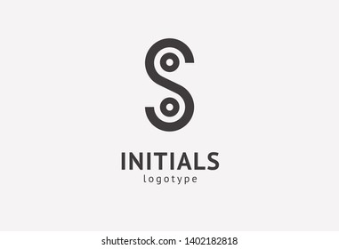 Monogram design elements, graceful template. Calligraphic elegant logo design. S logo line art monogram. Letter S on a dark background. Letter S vector logo. Business sign, identity, label, badge.