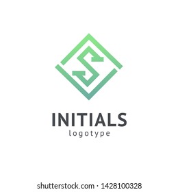 Monogram design elements, graceful template. Calligraphic elegant logo design. S logo line art monogram. Letter S on a white background. Letter S vector logo. Business sign, identity, label, badge.