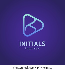 Monogram design elements, graceful template. Minimalistic logo design. B logo line art monogram. Letter B on a dark background. Letter B vector logo. Business sign, identity, label, badge.