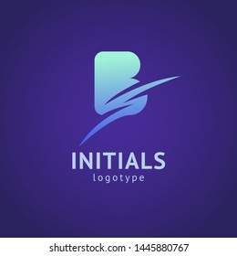 Monogram design elements, graceful template. Minimalistic logo design. B logo line art monogram. Letter B on a dark background. Letter B vector logo. Business sign, identity, label, badge.