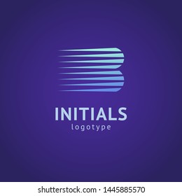 Monogram design elements, graceful template. Minimalistic logo design. B logo line art monogram. Letter B on a dark background. Letter B vector logo. Business sign, identity, label, badge.