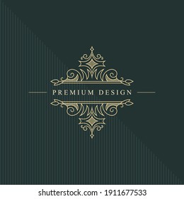 Monogram Design Elements, Graceful Template. Calligraphic Elegant Line Art Logo Design. Emblem Sign for Royalty, Business Card, Boutique, Hotel, Restaurant, Wine. Frame for Label. Vector Illustration