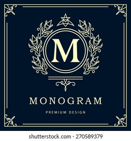 Monogram design elements, graceful template. Elegant line art logo design. Business sign, identity for Restaurant, Royalty, Boutique, Cafe, Hotel, Heraldic, Jewelry, Fashion, Wine. Vector illustration