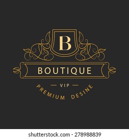 Monogram design elements, graceful template. Elegant line art logo design. Business sign, identity for Restaurant, Royalty, Boutique, Cafe, Hotel, Heraldic, Jewelry, Fashion, Wine. Vector illustration