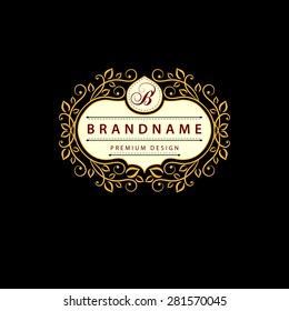 Monogram design elements, graceful template. Calligraphic elegant line art logo design. Letter B. Business sign for Royalty, Boutique, Cafe, Hotel, Heraldic, Jewelry, Wine. Vector illustration