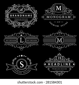 Monogram design elements, graceful template. Calligraphic elegant line art logo design. Letter M, L, B. Business sign for Royalty, Boutique, Cafe, Hotel, Heraldic, Jewelry, Wine. Vector illustration