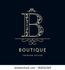 Monogram design elements, graceful template. Calligraphic elegant line art logo design. Letter B. Business sign for Royalty, Boutique, Cafe, Hotel, Heraldic, Jewelry, Wine. Vector illustration