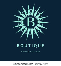 Monogram design elements, graceful template. Calligraphic elegant line art logo design. Letter B. Business sign for Royalty, Boutique, Cafe, Hotel, Heraldic, Jewelry, Wine. Vector illustration