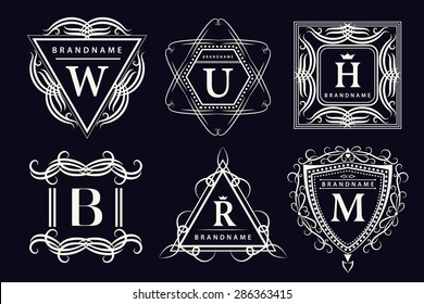 Monogram design elements, graceful template. Calligraphic elegant line art logo design. Emblem Letters. Business sign for Royalty, Boutique, Cafe, Hotel, Heraldic, Jewelry, Wine. Vector illustration