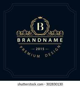 Monogram design elements, graceful template. Calligraphic elegant line art logo design. Letter emblem B for Royalty, business card, Boutique, Hotel, Restaurant, Cafe, Jewelry. Vector illustration