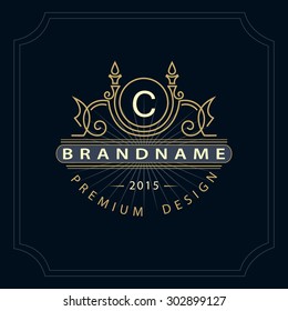 Monogram design elements, graceful template. Calligraphic elegant line art logo design. Letter emblem C for Royalty, business card, Boutique, Hotel, Restaurant, Cafe, Jewelry. Vector illustration