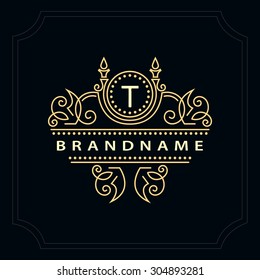 Monogram design elements, graceful template. Calligraphic elegant line art logo design. Letter emblem T for Royalty, business card, Boutique, Hotel, Restaurant, Cafe, Jewelry. Vector illustration