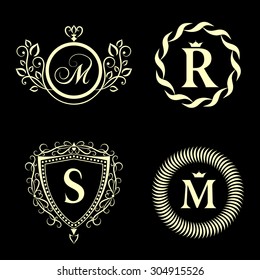 Monogram design elements, graceful template. Elegant line art logo design. Business sign, identity for Restaurant, Royalty, Boutique, Cafe, Hotel, Heraldic, Jewelry, Fashion, Wine. Vector illustration