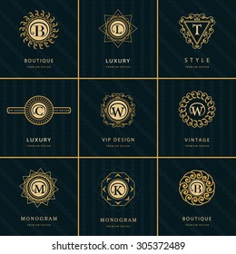 Monogram design elements, graceful template. Calligraphic elegant line art logo design. Letter emblem B, L, M, T, K, C, W for Royalty, business card, Boutique, Hotel, Heraldic, Jewelry. Vector 