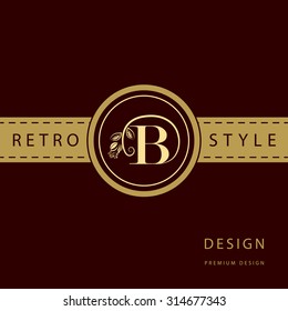 Monogram design elements, graceful template. Calligraphic elegant line art logo design. Letter emblem sign B for Royalty, business card, Boutique, Hotel, Restaurant, Cafe, Jewelry. Vector illustration