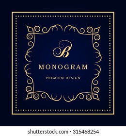 Monogram design elements, graceful template. Calligraphic elegant line art logo design. Letter emblem sign B for Royalty, business card, Boutique, Hotel, Restaurant, Cafe, Jewelry. Vector illustration