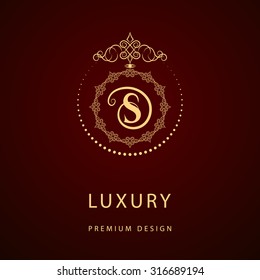 Monogram design elements, graceful template. Calligraphic elegant line art logo design. Letter emblem sign S for Royalty, business card, Boutique, Hotel, Restaurant, Cafe, Jewelry. Vector illustration