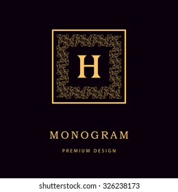 Monogram design elements, graceful template. Calligraphic Elegant line art logo design Letter emblem H identity for Restaurant, Royalty, Boutique, Cafe, Hotel, Heraldic, Jewelry, Fashion, Wine. Vector