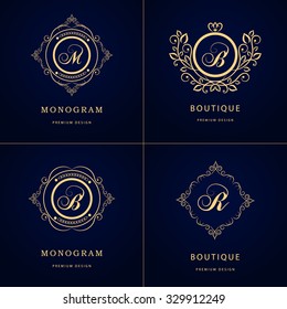 Monogram design elements, graceful template. Calligraphic elegant line art logo design. Letter emblem sign B, M, R for Royalty, business card, Boutique, Hotel, Heraldic, Jewelry. Vector illustration