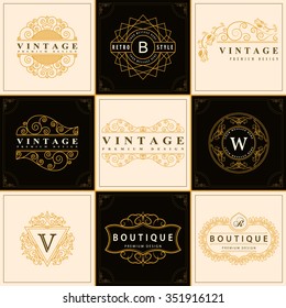 Monogram design elements, graceful template. Calligraphic elegant line art logo design. Letter emblem W, B, V for Royalty, business card, Boutique, Hotel, Heraldic. Vintage frame. Vector illustration