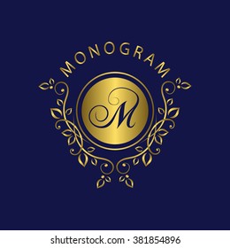 Monogram design elements graceful template. Calligraphic elegant line art logo design. Letter emblem M for Royalty, business card, website, Boutique, Hotel, Restaurant, Jewelry. Vector illustration