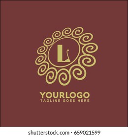 Monogram design elements, graceful template. Calligraphic elegant line art logo design. Letter L