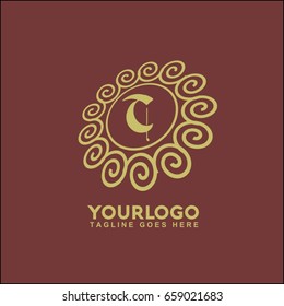 Monogram design elements, graceful template. Calligraphic elegant line art logo design. Letter T