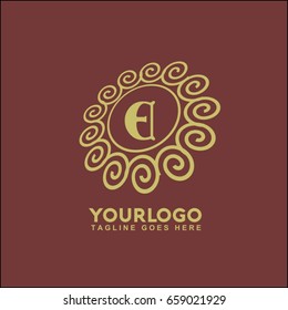 Monogram design elements, graceful template. Calligraphic elegant line art logo design. Letter E