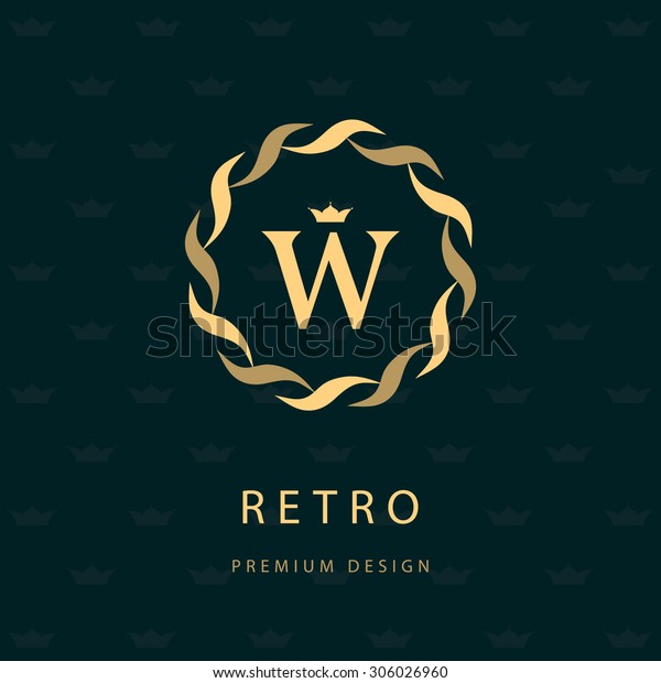 Monogram design elements, graceful template.\
Elegant line art logo design. Letter emblem W. Retro Vintage\
Insignia or Logotype. Business sign, identity, label, badge, Cafe,\
Hotel. Vector\
illustration