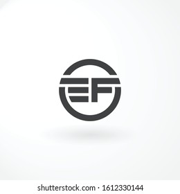 Monogram Design Letter with Combination Letter EF and Line Circle