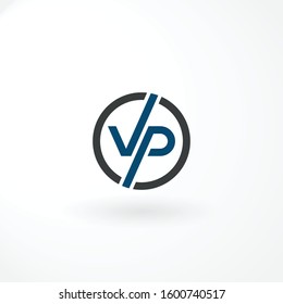 Monogram Design Letter with Combination Letter VP and Line Circle