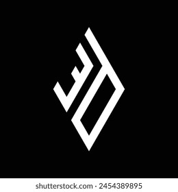 The monogram design is in the shape of a kite and forms the letters "e" and "d". white on a black background.