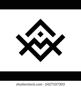 monogram design, simple, unique and attractive that forms the letters "v" and "m" on a white background.