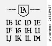 Monogram design template with combinations of capital letters LA LB LC LD LE LF LG LH LI LJ LK LL LM. Vector illustration.