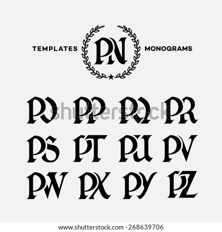 Monogram design template with combinations of capital letters PN PO PP PQ PR PS PT PU PV PW PX PY PZ. Vector illustration. Zdjęcia stock © 