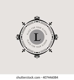 Monogram design template. Flourishes calligraphic monogram emblem template. Luxury elegant frame ornament line logo design vector illustration. Example monogram designs for Cafe, Restaurant, Boutique